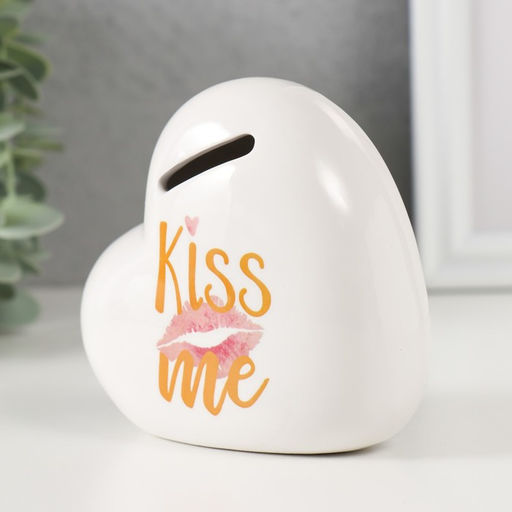 Копилка для денег Белое сердце. Kiss me, керамика, 11?5?10.5 см