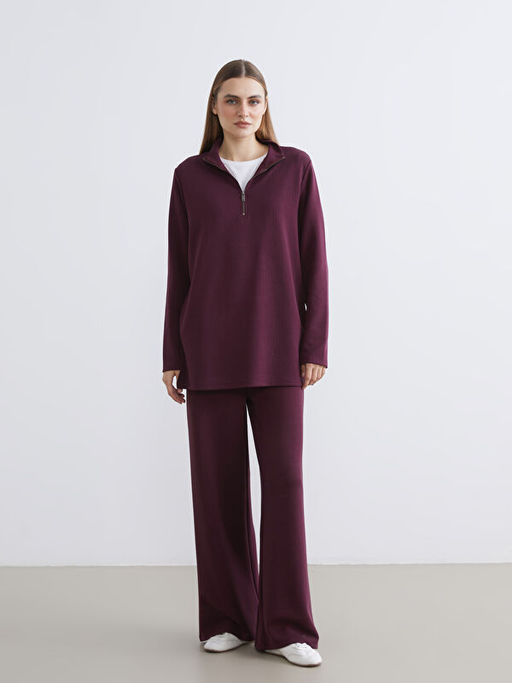 Dik Yaka ?izgili Oversize Kad?n Ti??rt