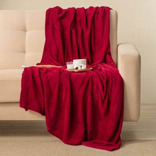 Плед «Этель», 180×200 см, корал-флис, бордовый