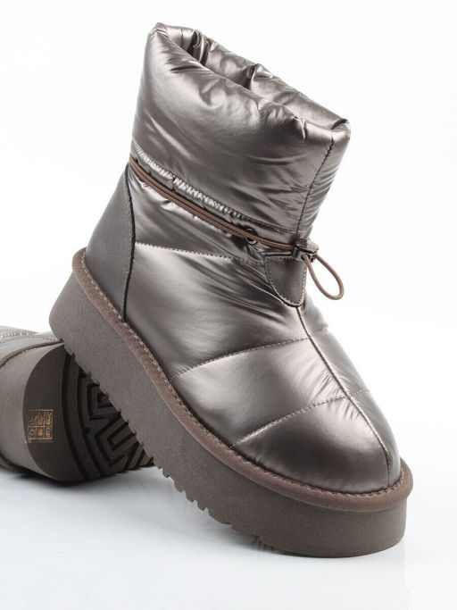 04-WA003-3M GRAY/BRONZE Ботинки зимние женские (натуральная кожа, курточная ткань, 100% шерсть)
