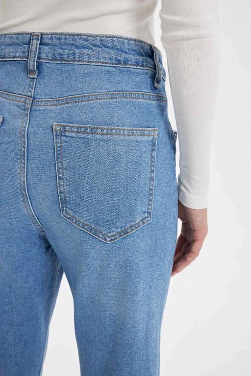 Джинсовые брюки длиной до щиколотки с высокой талией Lina Comfort Mom, потертые брюки - Defacto фото 6
