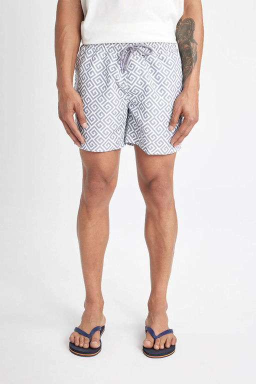 Короткие шорты для плавания на сетчатой подкладке с рисунком - Defacto фото 4