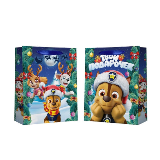 Пакет подарочный новогодний, 31×40×11.5 см, упаковка, Щенячий патруль