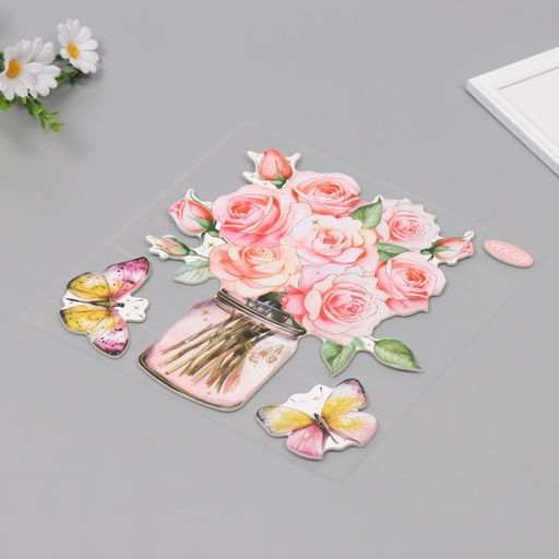 Наклейка интерьерная Розовые розы, пластик, 40?31 см