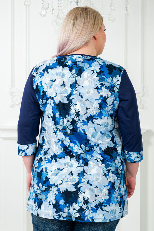 Туника женская из масла Клэр синие цветы