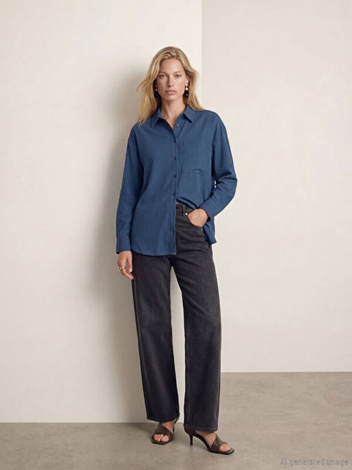 ?izgili Modal Kar???ml? Kad?n G?mlek