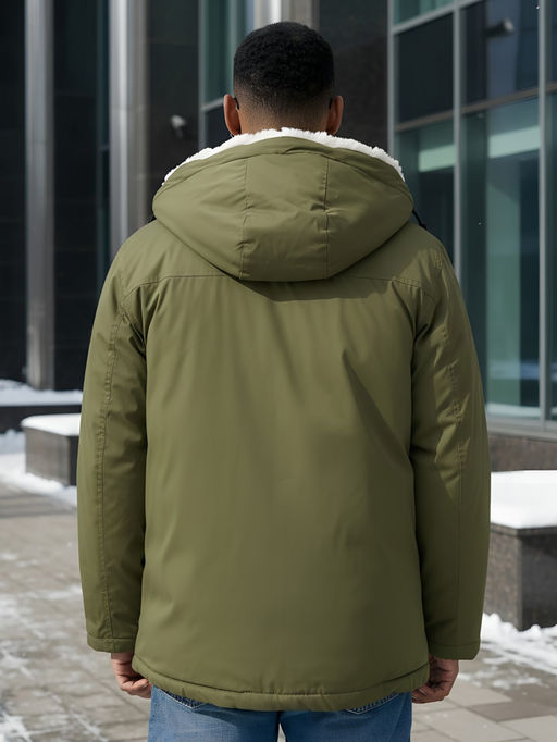 Парка мужская зимняя удлиненная с мехом цвета хаки 8761Kh - Mtforce фото 18