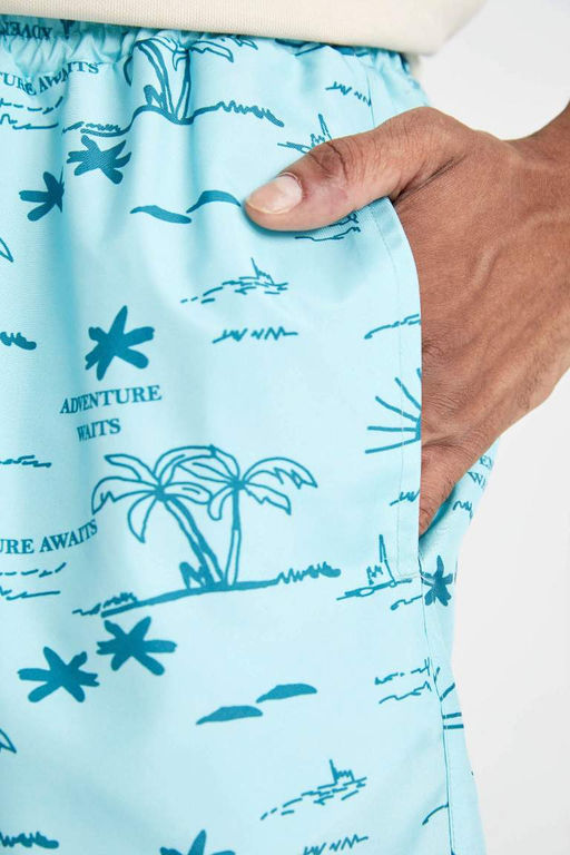 Короткие шорты для плавания на сетчатой подкладке с рисунком - Defacto фото 6