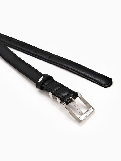 Ремень женский тонкий, 110×2 см, пряжка металл, серебристая, чёрный