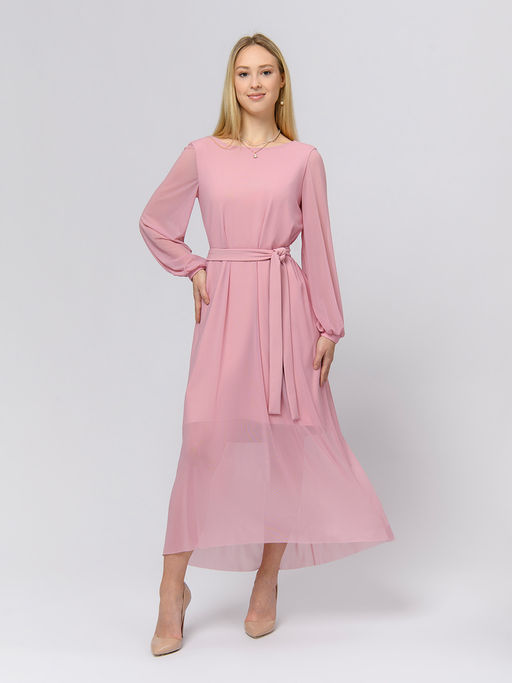 Платье розового цвета длины макси с объемными рукавами и вырезом на спинке - 1001dress фото 2