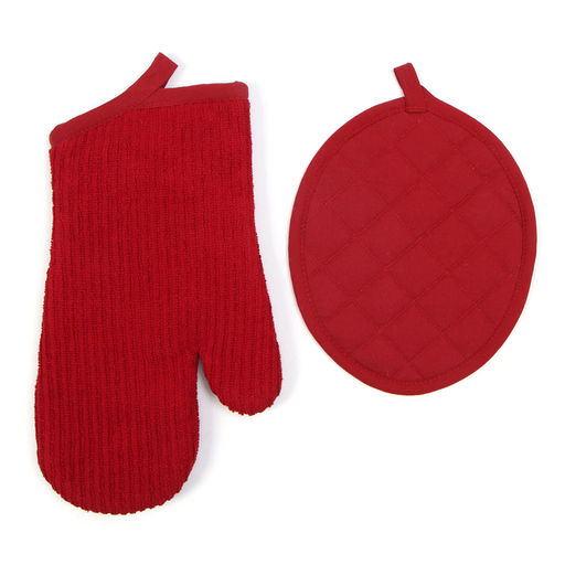 Комплектующие набор кухонный Этель, цвет красный: варежка 33х17 см, прихватка 24х19 см  фото 3