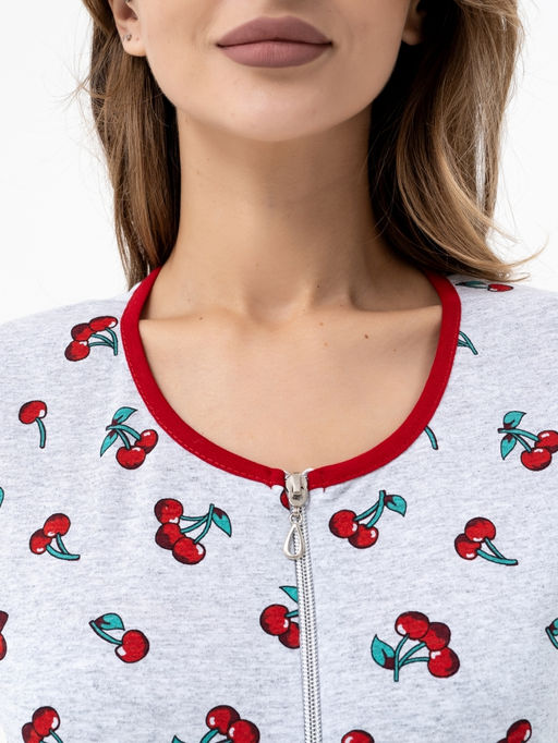 Халат хлопок 100%,серо-красный - Binita фото 5