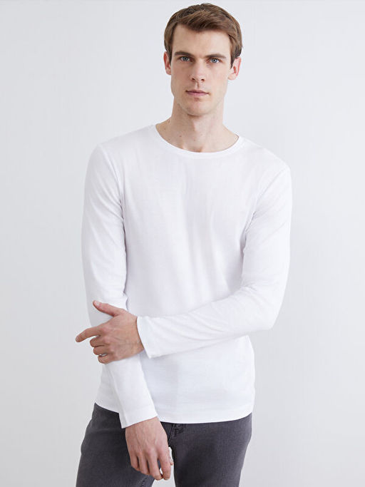 Bisiklet Yaka Uzun Kollu Erkek Ti??rt