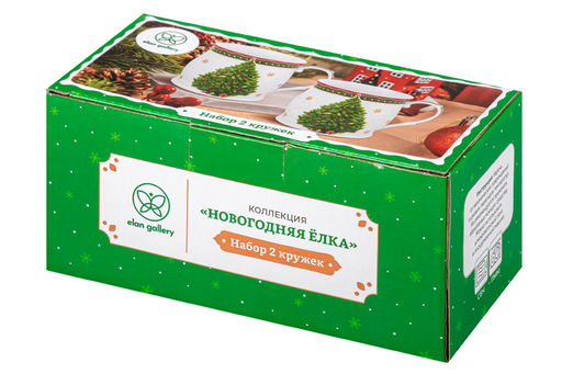 Набор 2 кружек 300 мл 11,5*8,5*8,5 см Новогодняя елка зеленый узор, NEW BONE CHINA - Elan gallery фото 16