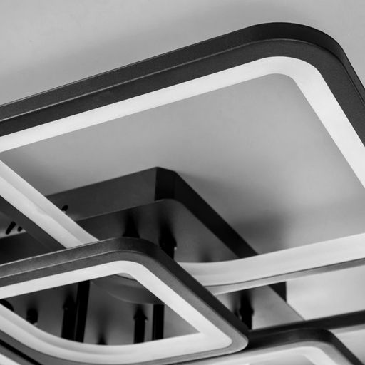 Люстра с ПДУ 59112/8BK, LED, 240 Вт, 3000-6000К, диммер, чёрный, 55×55×10 см