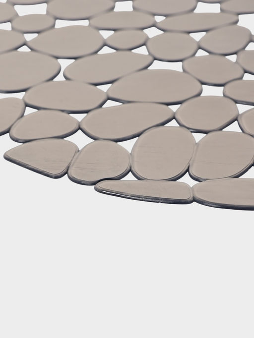 Коврик для раковины Доляна «Галька», круглый, d=29 см, прозрачный, серо-коричневый