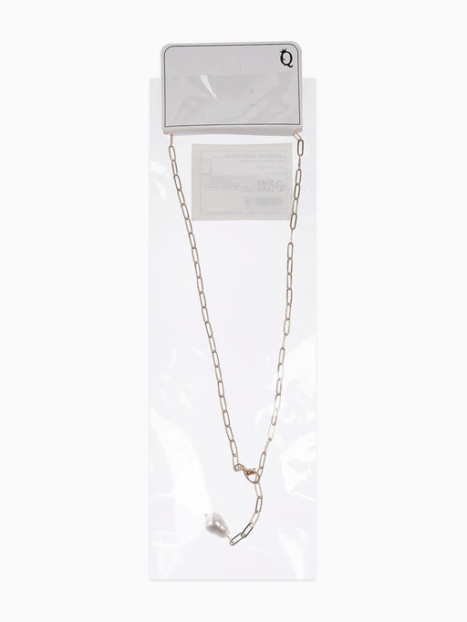 Цена за 2 шт. Цепь с бусиной "Жемчужина", вытянутое звено, цвет белый в золоте