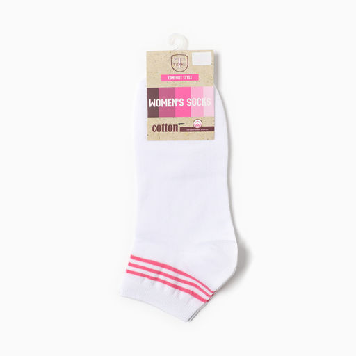 Цена за 2 шт. Носки женские «Полоски», цвет белый, розовый, размер 23
