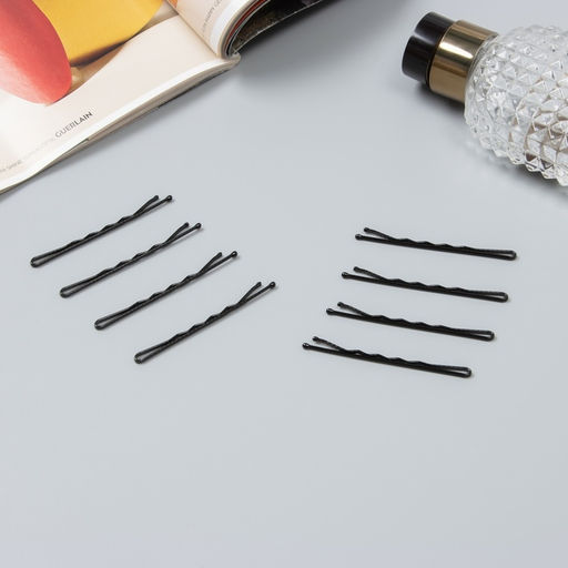 Цена за 6 шт. Невидимки для волос «Классика, с зубчиками», набор 32 шт., 6 см, волна, чёрные