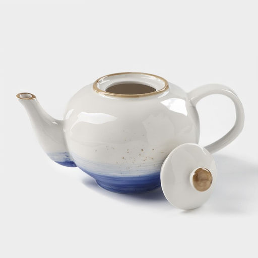 Заварочный чайник Доляна Космос, 600 мл, фарфор, синий  фото 2