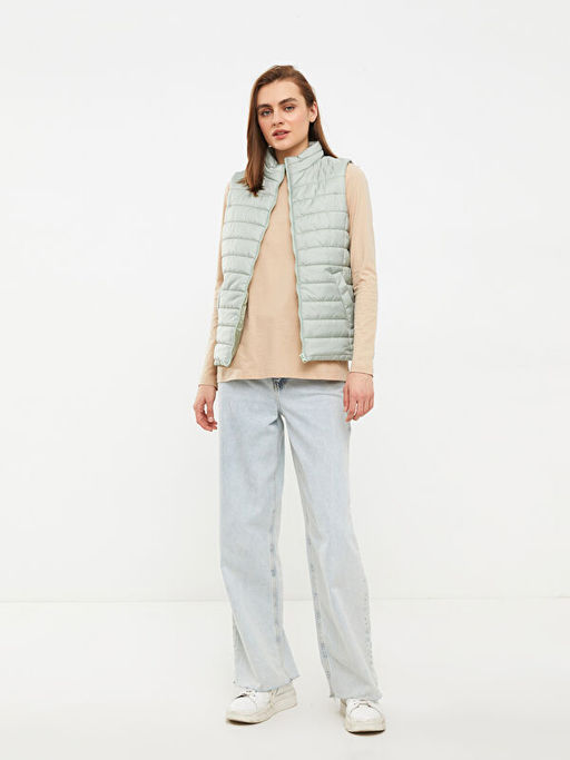 Kad?n Dik Yaka D?z Yelek