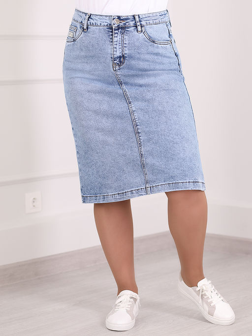 Юбка джинсовая миди классическая - Almond фото 3