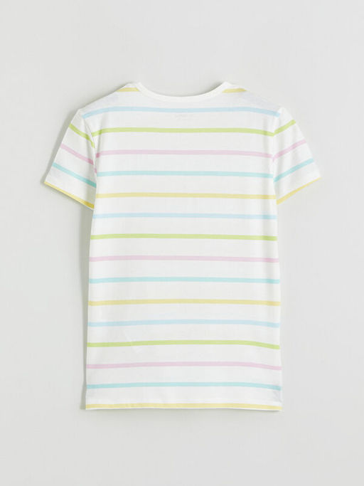 Bisiklet Yaka ?izgili K?z ?ocuk Ti??rt