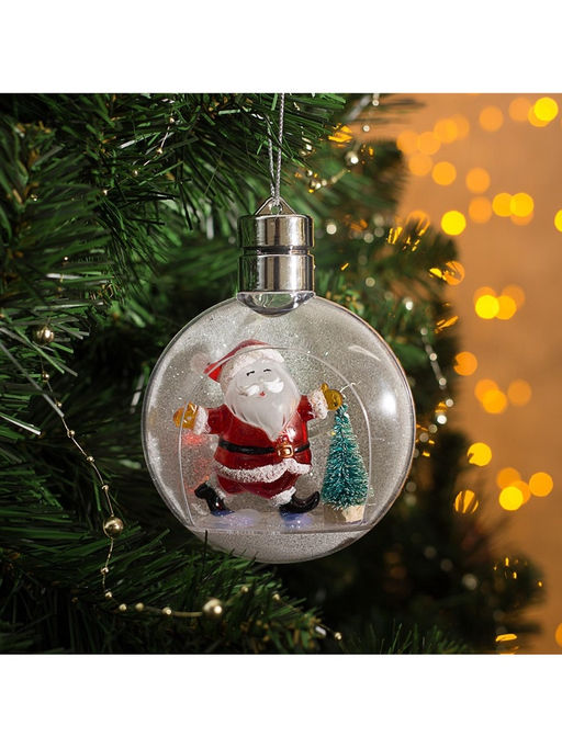 Ёлочный шар Дед Мороз, 5 LED, от батареек, свечение тёплое белое - Luazon lighting фото 9