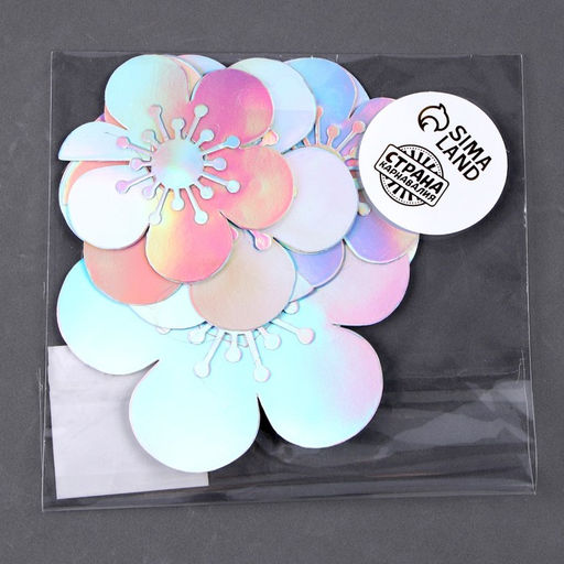 Цена за 2 шт. Топпер для торта Цветы, 6 шт., перламутр