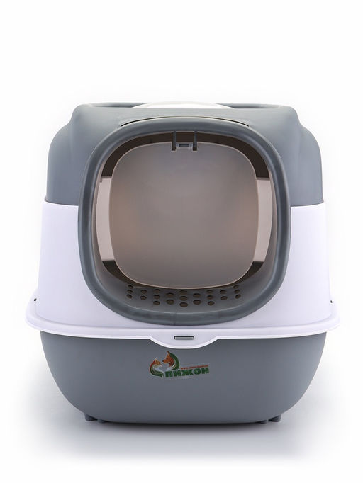 Туалет закрытый, 52×38×37 см, с УФ-лампой и миской, пластик, серый