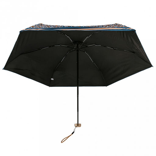 Зонт-мини механический Орнамент ткань эпонж (полиэстер) + черное УФ-покрытие, 6 лучей, д/купола 90см, 5 сложений, 17см в сложенном виде, механизм против ветра, пластмассовая ручка, цвет бирюзовый, 225гр (Китай) - Домашняя Мода фото 3