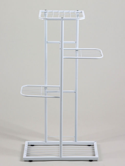 Подставка для цветов Greengo, 4 полки, 43×22×82 см, напольная, металл, белая