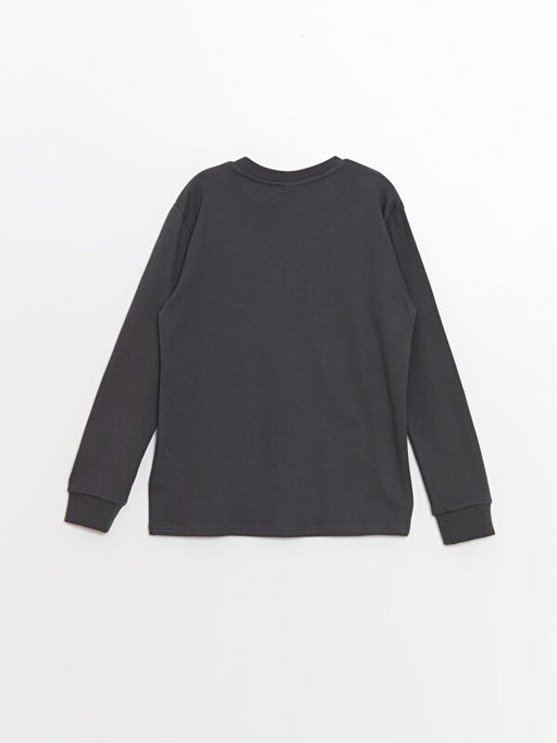 Bisiklet Yaka Bask?l? Uzun Kollu Erkek ?ocuk Ti??rt