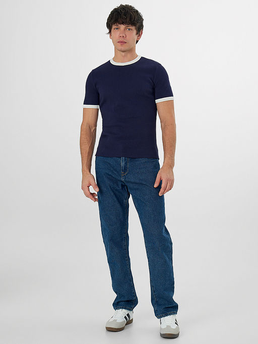 Футболка мужская синяя с контрастной отделкой - Mark formelle фото 3