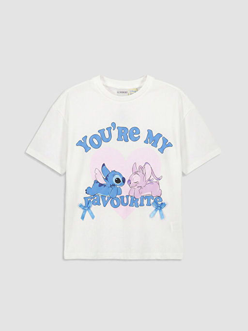 Stitch ve Angel Bask?l? K?z ?ocuk Ti??rt