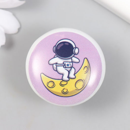 Фурнитура для шкатулки, ручка Космонавт на месяце, керамика, металл, 3.8?3.8 см