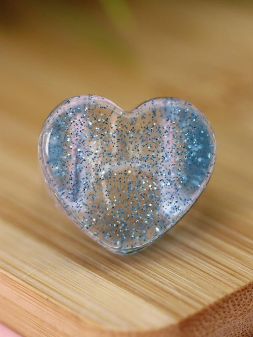 Кольцо акриловое GIRLY "Blue heart", blue (d=1,7 см)