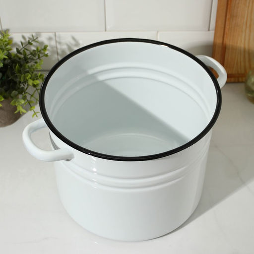 Цена за 2 шт. Кастрюля эмалированная, 9 л, d=21 см, с крышкой, без деколи, белая