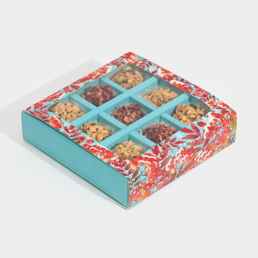 Цена за 5 шт. Коробка под 9 конфет с ячейками  «Рябина» 14,5 х 14,5 х 3,5 см