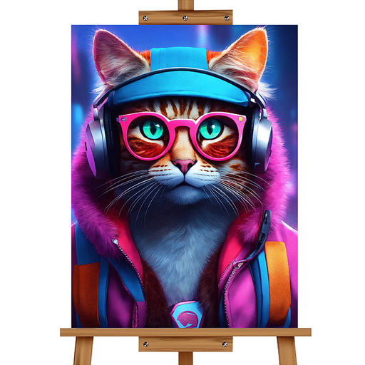 Мозаика алмазная "Модный кот" 40*50см.