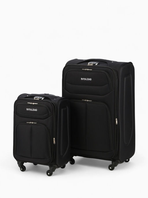 Чемодан на колёсах Royalbag большой 104 л (L), на молнии, с увеличением, кодовый замок, 4 колеса, чёрный