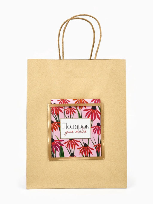 Цена за 2 шт. Пакет крафтовый с открыткой Подарок, MS 18?10?23 см