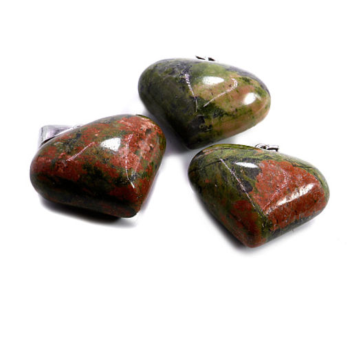 Подвеска Сердечко объемное из камня Унакит яшма дарует добрую удачу 2см