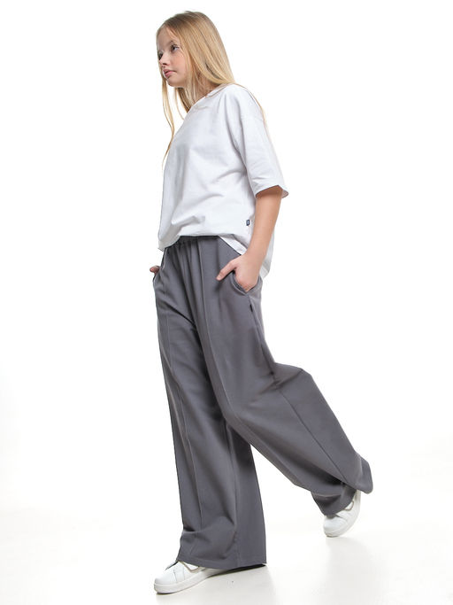 Брюки со стрелками для девочки подросткам 22-2010 серый джинс - Mini maxi фото 7