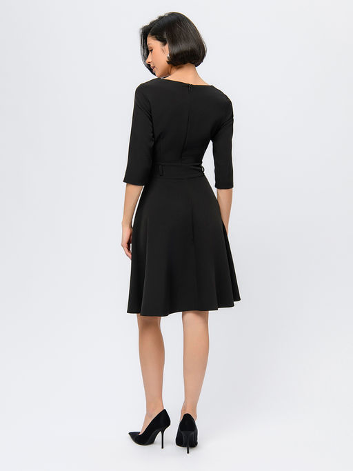 Платье черного цвета с рукавами 3/4 и расклешенной юбкой - 1001dress фото 3