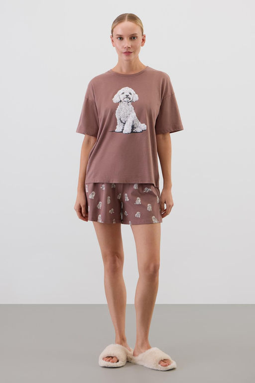 Е 20195/капучино,забавные пудели пижама жен