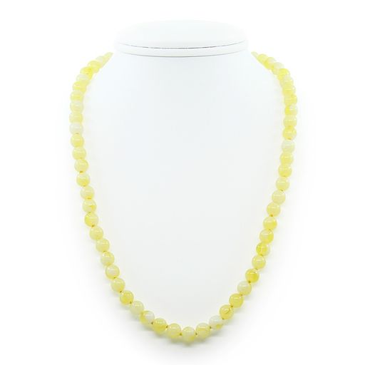 Бусы янтарь молочный (имитация), круглые 8мм, короткие 55