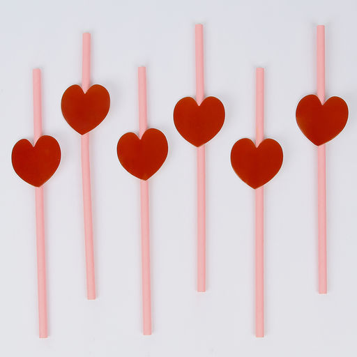 Трубочки для коктейля Сердце, набор 6 шт. - Страна карнавалия фото 2