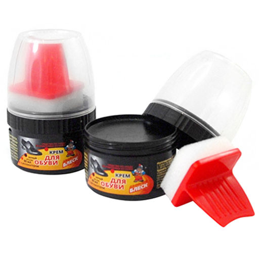 Крем для обуви 60мл банка с аппликатором Двойной блеск д5см, h8,5см, черный (Россия) - Домашняя мода фото 3
