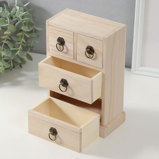 Шкатулка для росписи дерево «Комод 4 ящика», для творчества, декора, 22×15×8.2 см